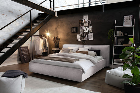 KAWOLA Bett CARLO Polsterbett Stoff hellgrau, 200 x 160 cm