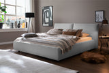 KAWOLA Bett HENRY Polsterbett Cord hellgrau, 200 x 200 cm