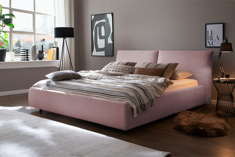 KAWOLA Bett HENRY Polsterbett Cord rosa, 200 x 180 cm
