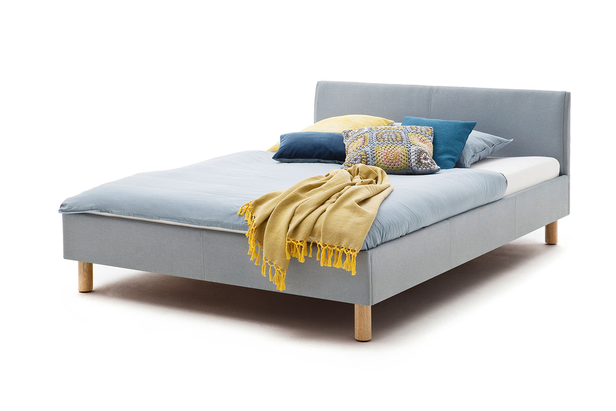 KAWOLA Bett LEO Polsterbett Stoff blau