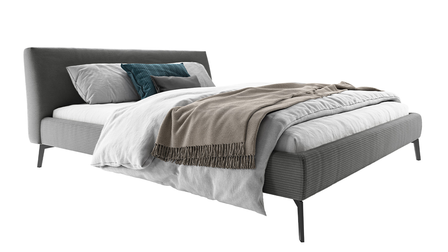 KAWOLA Bett VALERIE Polsterbett Cord grau