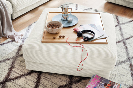 KAWOLA Big Hocker MADELINE Polsterhocker Cord cremeweiß