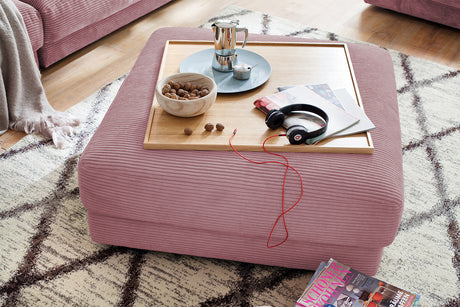 KAWOLA Big Hocker MADELINE Polsterhocker Cord rosa