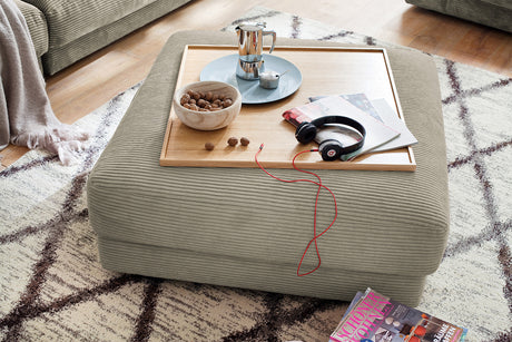 KAWOLA Big Hocker MADELINE Polsterhocker Cord steingrau