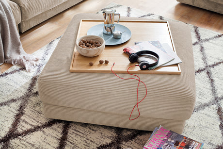 KAWOLA Big Hocker MADELINE Polsterhocker Cord taupe