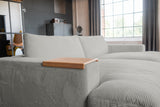 KAWOLA Big Sofa MADELINE Cord hellgrau mit Hocker und 4 Zierkissen