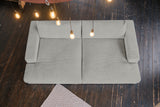 KAWOLA Big Sofa MADELINE Cord hellgrau mit Hocker und 4 Zierkissen
