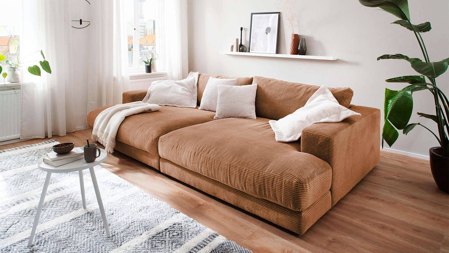 KAWOLA Big Sofa MADELINE Cord rost