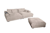 KAWOLA Big Sofa MADELINE Cord taupe mit Hocker und 4 Zierkissen