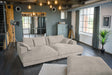 KAWOLA Big Sofa MADELINE Cord taupe mit Hocker und 4 Zierkissen, ohne Holztablett