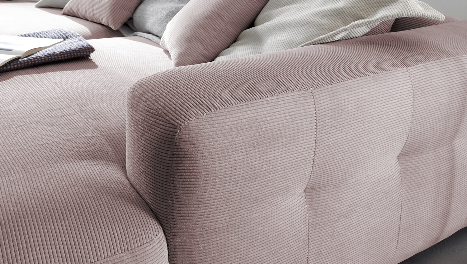KAWOLA Big Sofa MIKA Feincord rosa