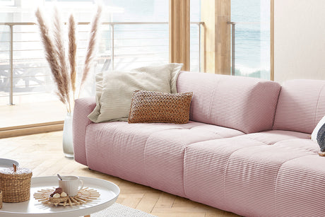 KAWOLA Big Sofa PALACE 3-Sitzer mit Sitztiefenverstellung Cord rosa
