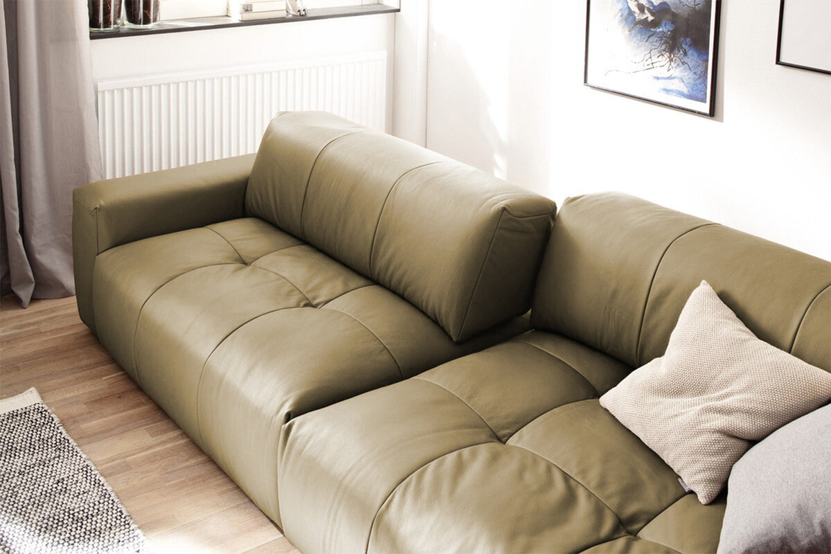 KAWOLA Big Sofa PALACE 3-Sitzer mit Sitztiefenverstellung Leder oliv