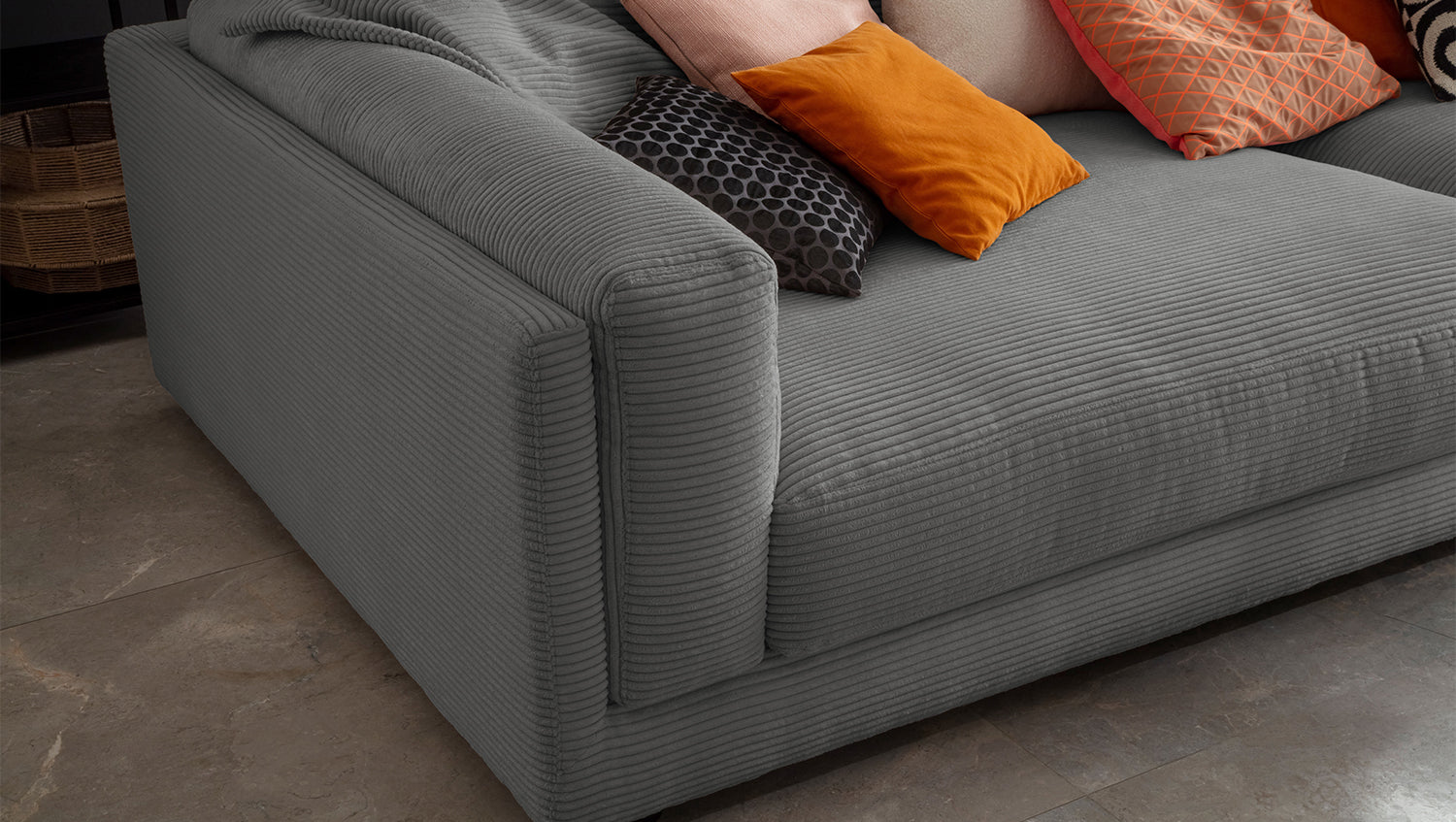 KAWOLA Big Sofa RAINA Cord grau