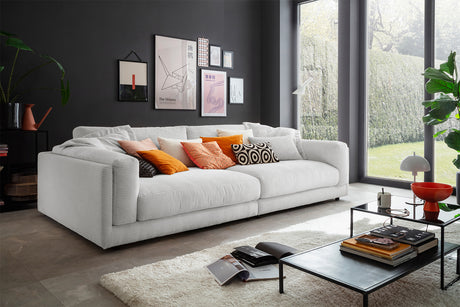 KAWOLA Big Sofa RAINA Cord hellgrau, 254 x 150