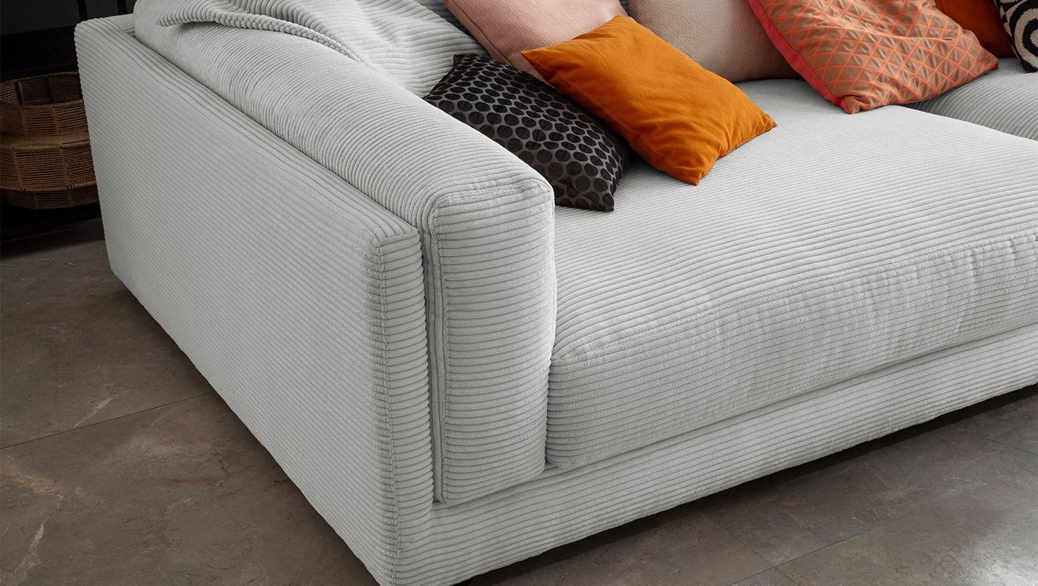 KAWOLA Big Sofa RAINA Cord hellgrau