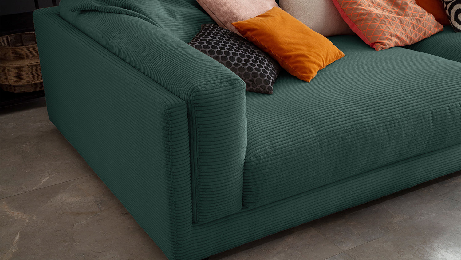 KAWOLA Big Sofa RAINA Cord smaragd