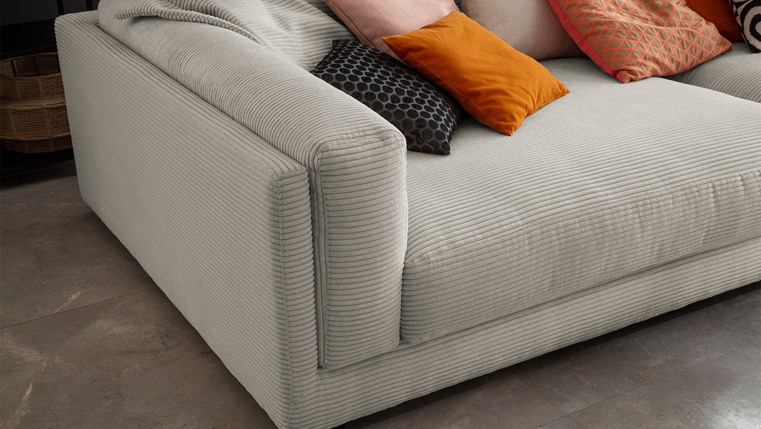 KAWOLA Big Sofa RAINA Cord steingrau