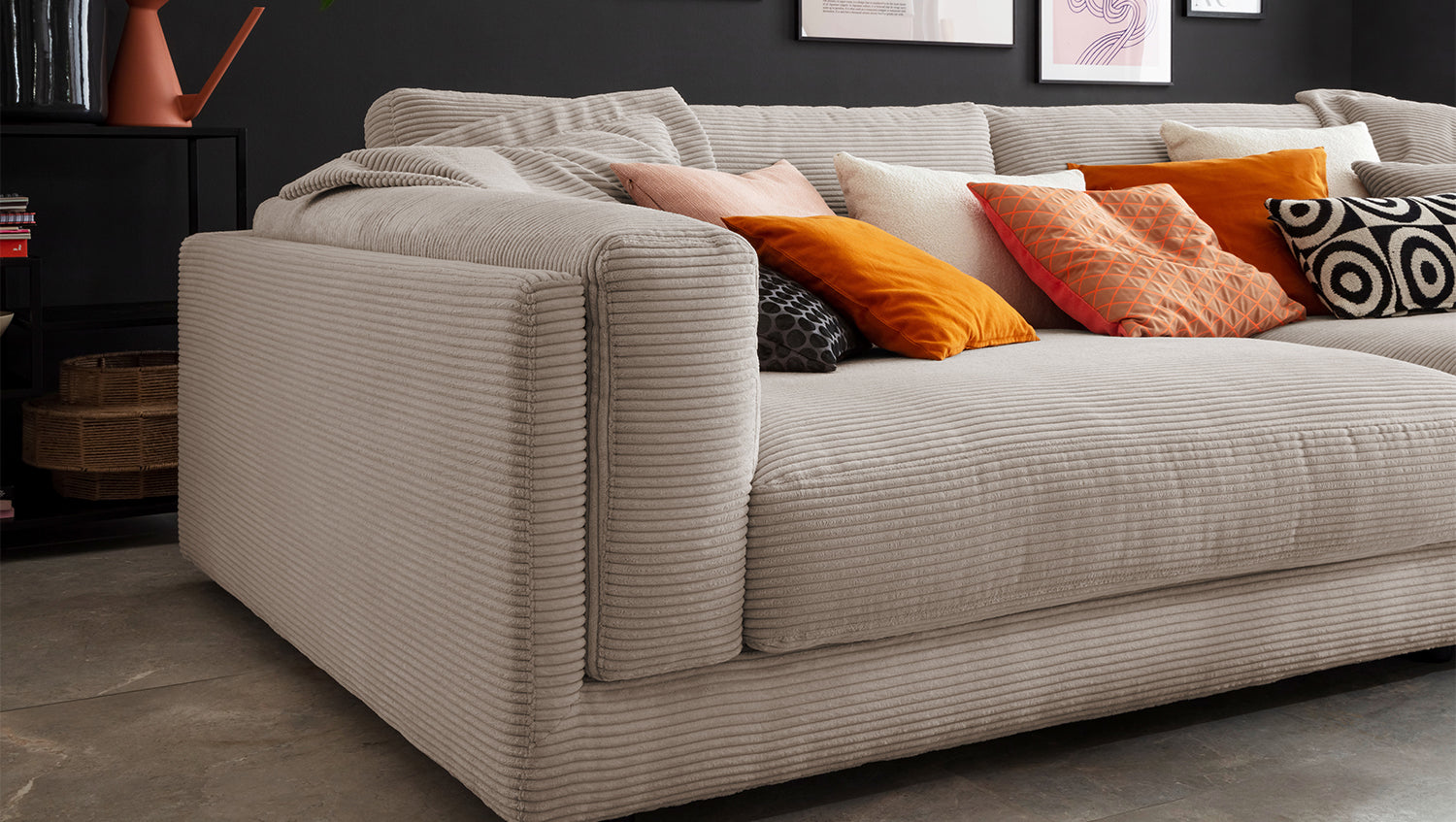 KAWOLA Big Sofa RAINA Cord taupe
