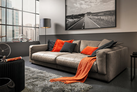 KAWOLA Big Sofa RAINA Leder taupe, 294 x 150