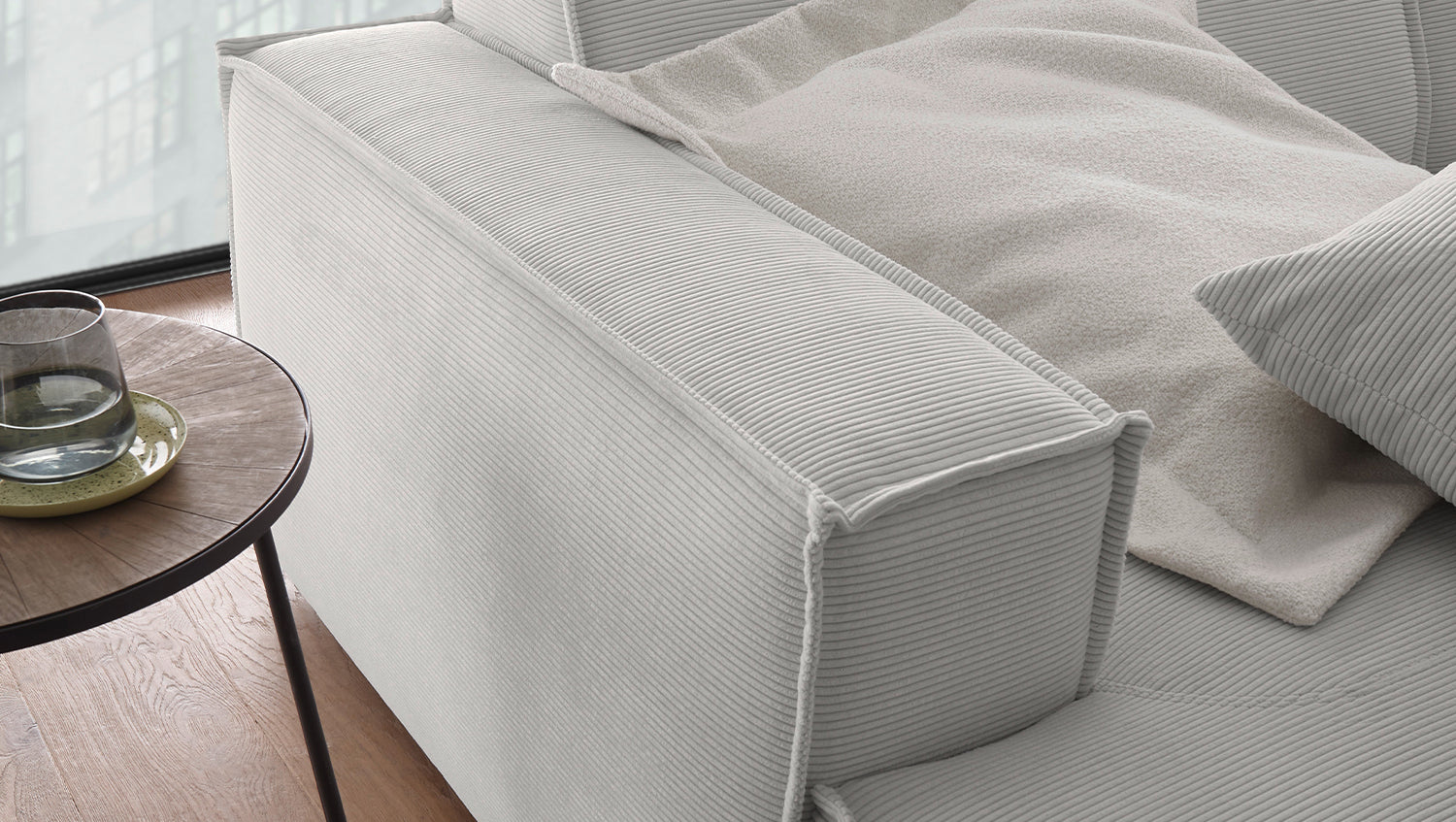 KAWOLA Big Sofa SAMU Feincord silber