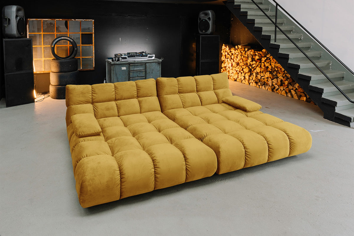 KAWOLA Big Sofa VIVIEN Velvet curry