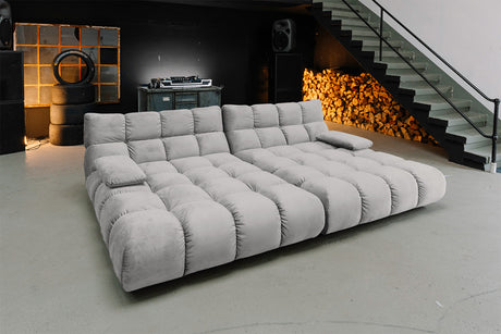 KAWOLA Big Sofa VIVIEN Velvet silber