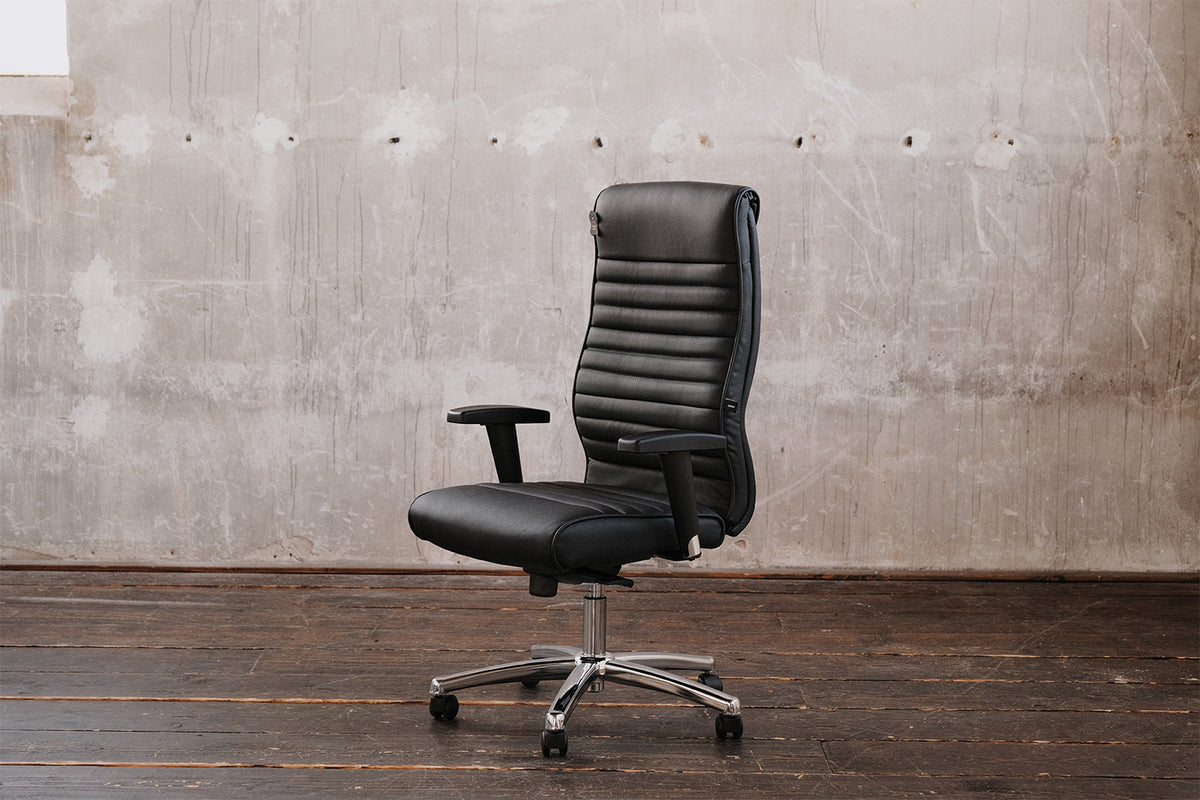KAWOLA Bürostuhl ALEXIS Schreibtischstuhl Leder schwarz