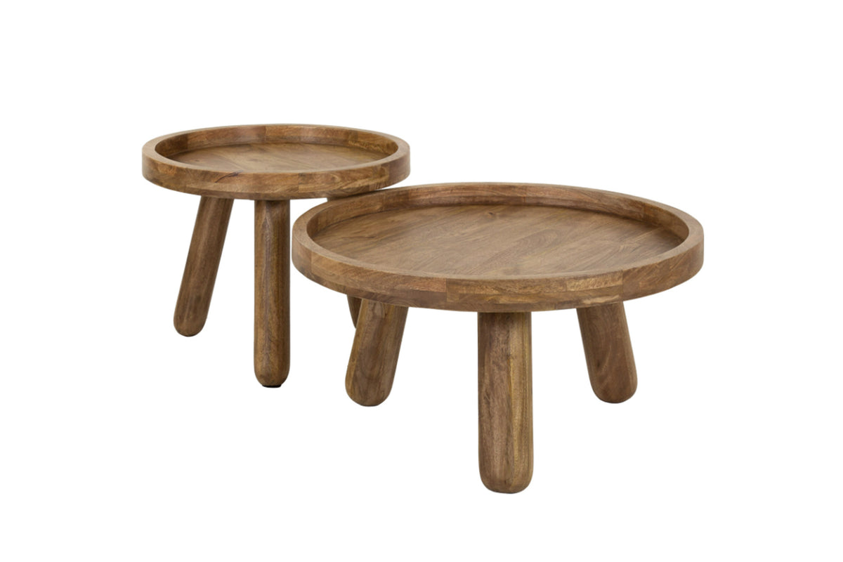 KAWOLA Couchtisch FLORA Set 2-tlg. Mangoholz braun