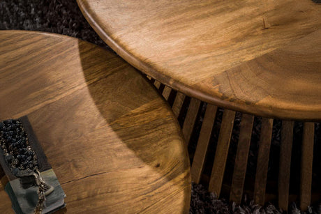 KAWOLA Couchtisch LANI Set 2-tlg. Mangoholz braun Fuß konisch