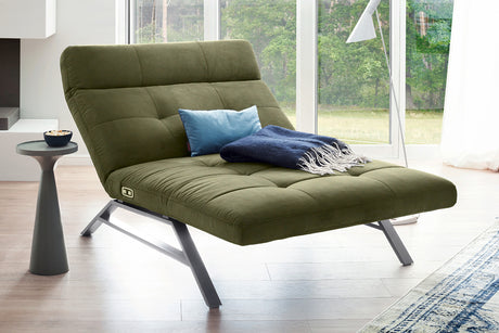 KAWOLA Doppelliege AMERIVA Relaxliege Maxi Velvet olivgrün, Silber
