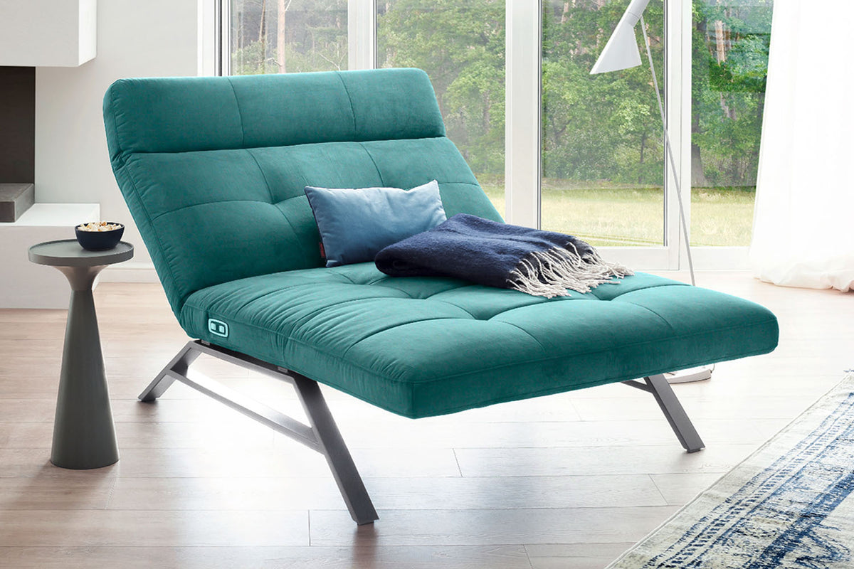 KAWOLA Doppelliege AMERIVA Relaxliege Maxi Velvet smaragd, Silber