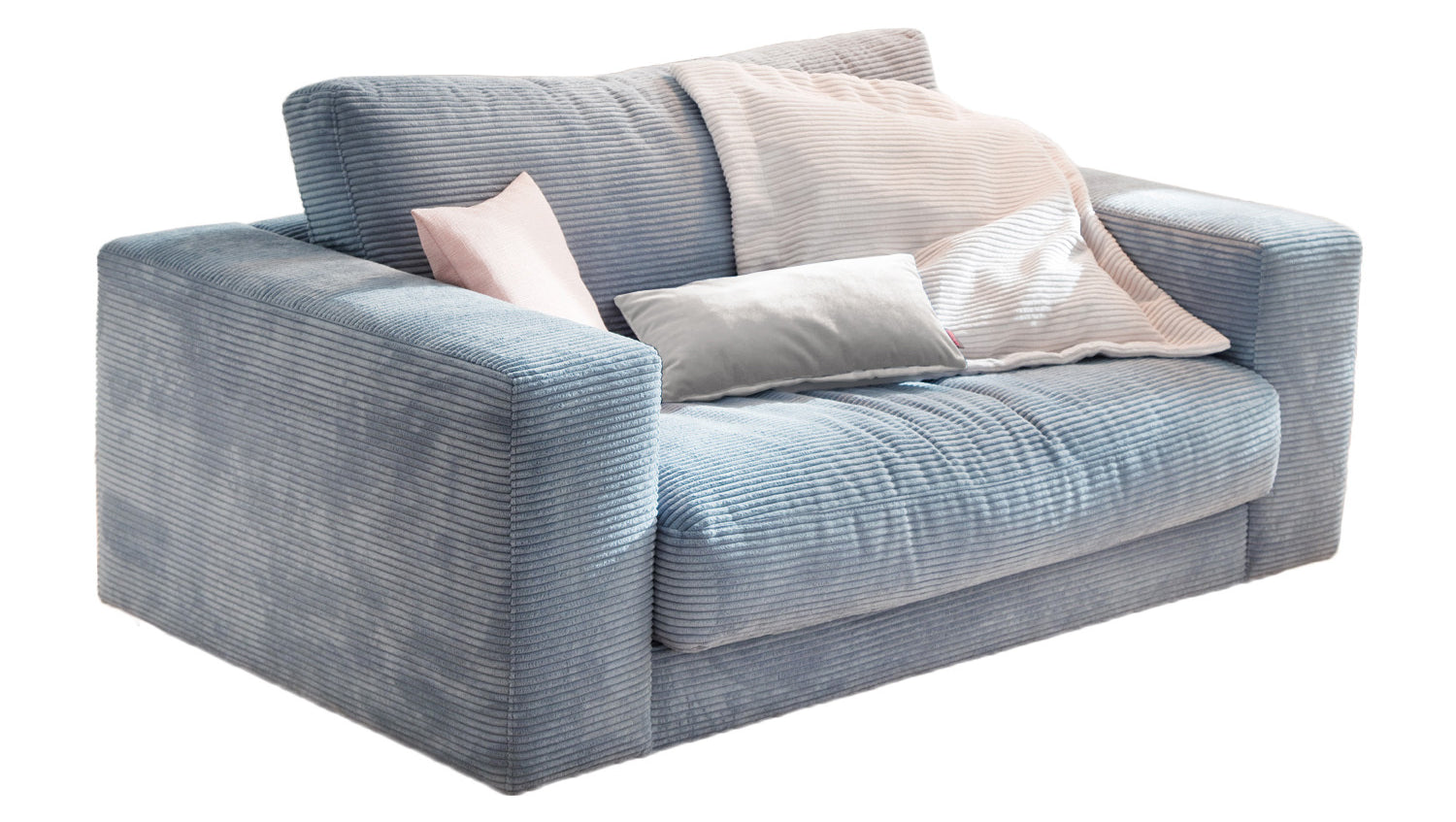 KAWOLA Doppelsessel MADELINE Loveseat Cord hellblau