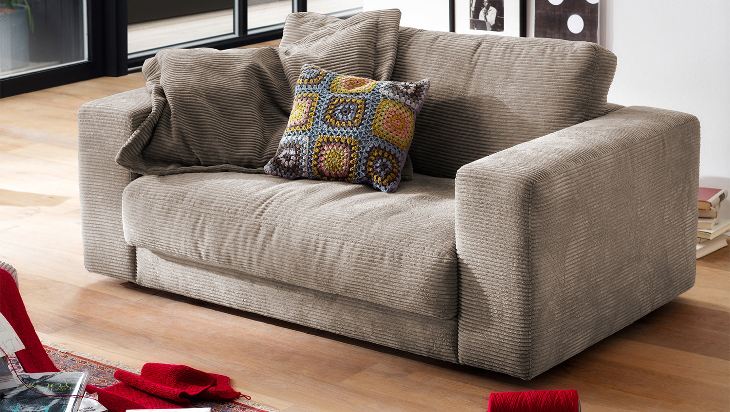 KAWOLA Doppelsessel MADELINE Loveseat Cord taupe