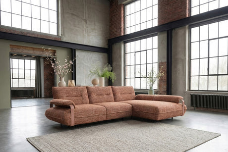 KAWOLA Ecksofa ANISSA Stoff rostbraun manuelle Rückenverstellung, Rechts