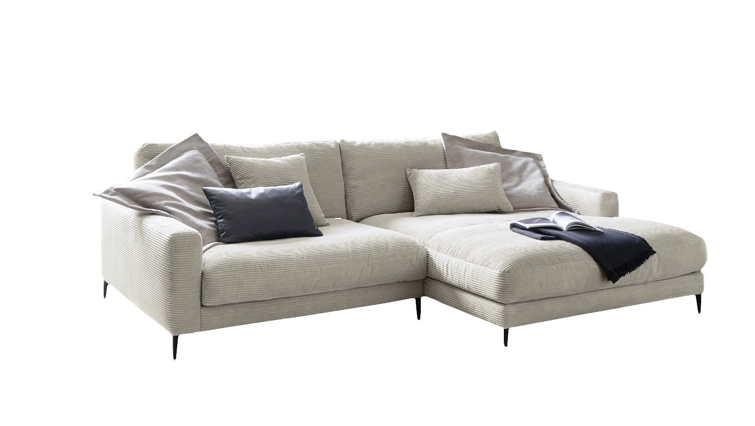 KAWOLA Ecksofa CARA Sofa Cord cremeweiß