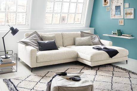 KAWOLA Ecksofa CARA Sofa Cord cremeweiß, Rechts
