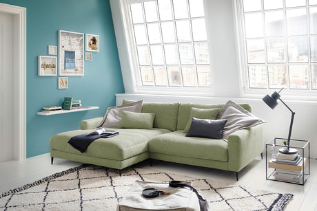 KAWOLA Ecksofa CARA Sofa Cord olivgrün, Links