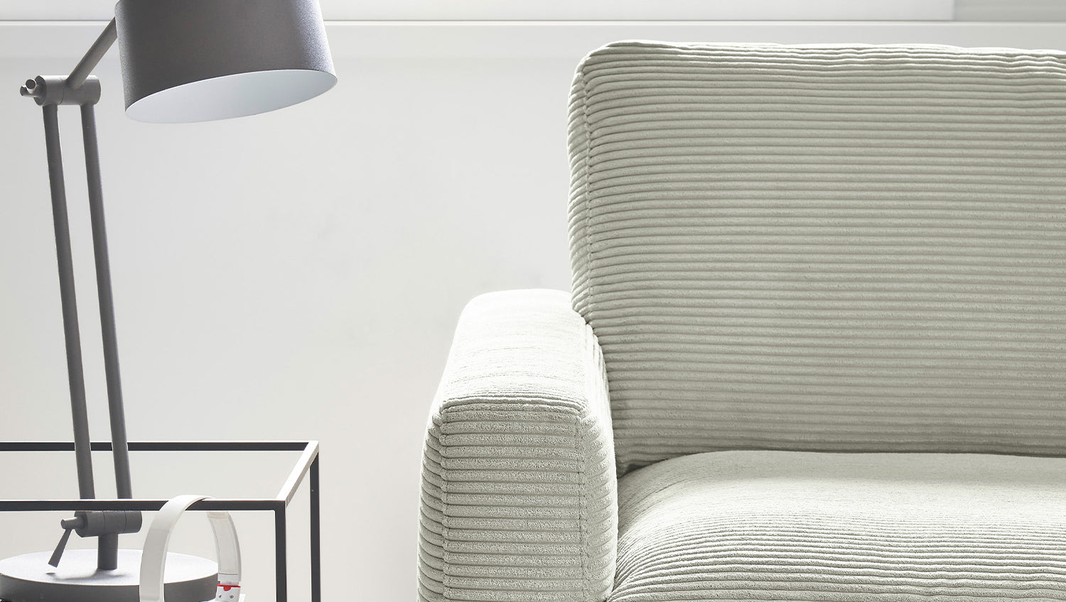 KAWOLA Ecksofa CARA Sofa Cord steingrau