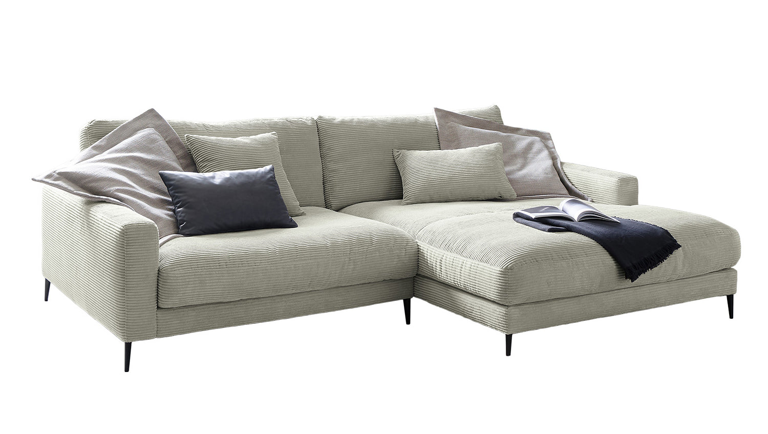 KAWOLA Ecksofa CARA Sofa Cord steingrau