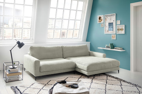KAWOLA Ecksofa CARA Sofa Cord steingrau