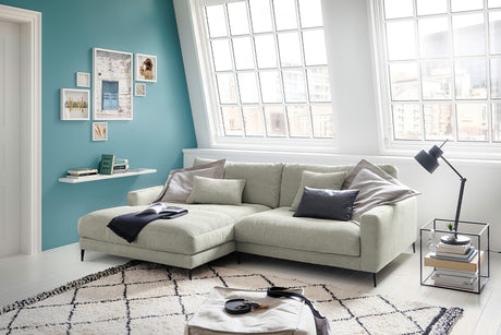 KAWOLA Ecksofa CARA Sofa Cord steingrau, Links