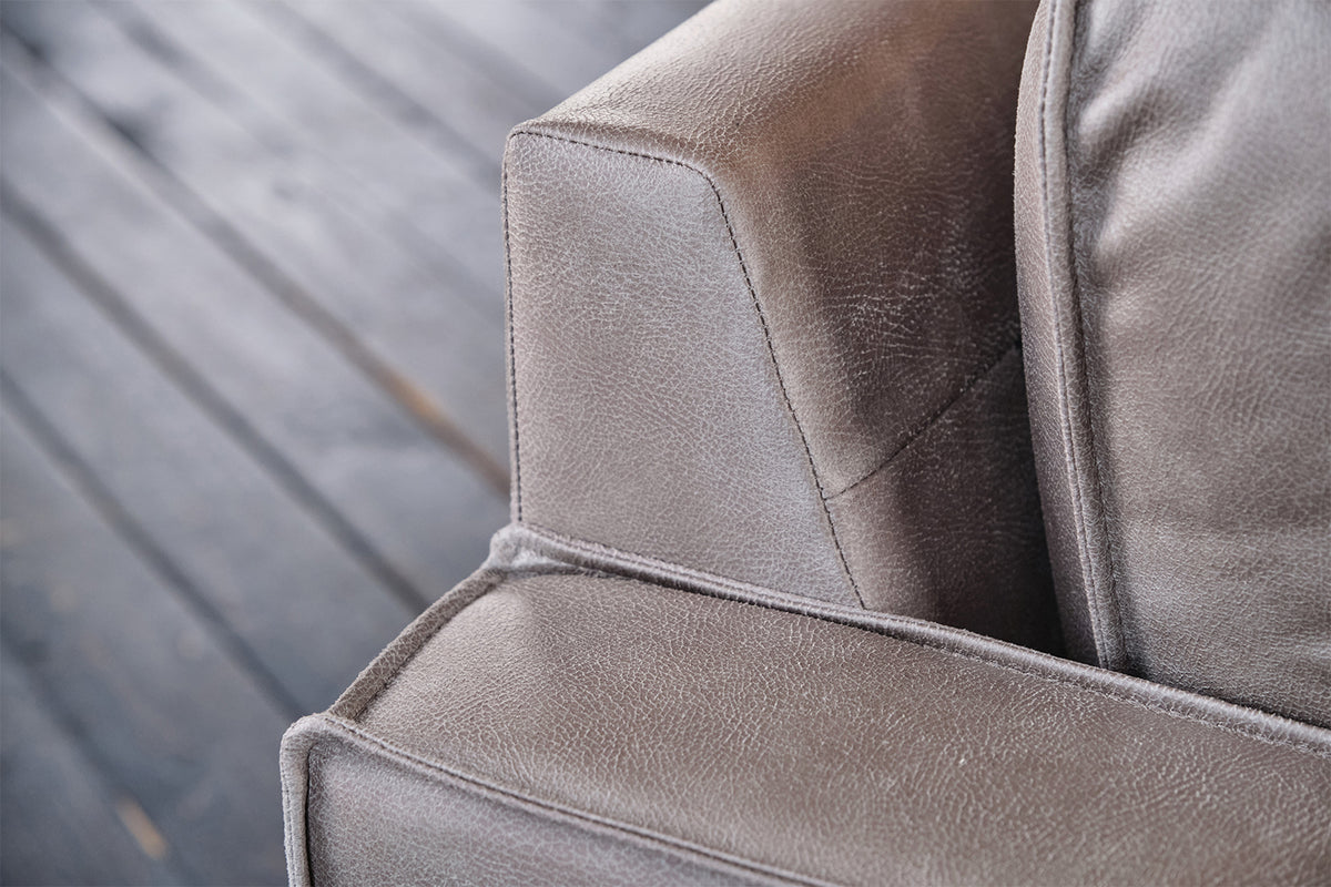 KAWOLA Ecksofa VILNIUS 3-Sitzer mit Longchair Lederfaserstoff anthrazit
