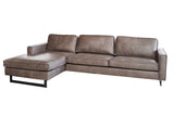 KAWOLA Ecksofa VILNIUS 3-Sitzer mit Longchair Lederfaserstoff anthrazit