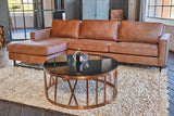 KAWOLA Ecksofa VILNIUS 3-Sitzer mit Longchair Lederfaserstoff cognac