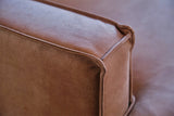 KAWOLA Ecksofa VILNIUS 3-Sitzer mit Longchair Lederfaserstoff cognac
