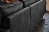 KAWOLA Ecksofa VILNIUS 3-Sitzer mit Longchair Lederfaserstoff schwarz