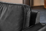 KAWOLA Ecksofa VILNIUS 3-Sitzer mit Longchair Lederfaserstoff schwarz