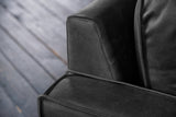 KAWOLA Ecksofa VILNIUS 3-Sitzer mit Longchair Lederfaserstoff schwarz