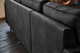 KAWOLA Ecksofa VILNIUS 3-Sitzer mit Longchair Lederfaserstoff schwarz